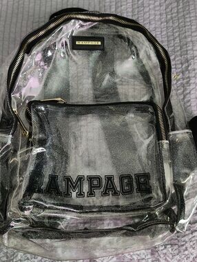 Rampage Clear Black Glitter Backpack - Transparent PVC School Bag